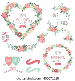 Floral Heart Mother's Day Elements