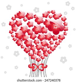 Floral heart on the Valentine's day.