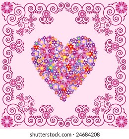 Floral heart with oriental background