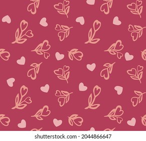 Floral heart pattern design vintage valentine cute little design. pink background