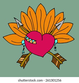 Floral heart. Pattern heart. Doodle Heart. Creative heart.