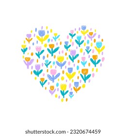 Floral heart print. Vector illustration