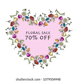 Floral heart shape, banner for your design