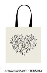 Floral heart shape, design of shopping bag