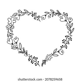 Floral heart shape frame