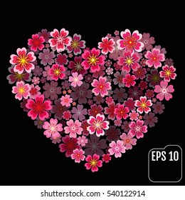 Floral heart shape vector background