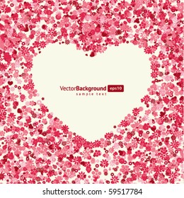 Floral heart shape vector background