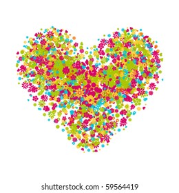 Floral heart shape vector background