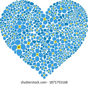 Floral heart shape. Vector hand drawn illustration.