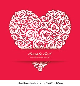 Floral heart symbol with paper-cut effect