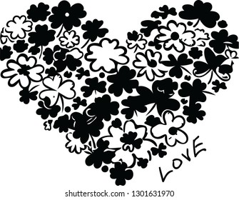 Floral heart valentine day decorative stencil shape pattern design for creative ideas