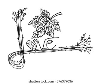 Floral heart  and valentine day . Hand drawing illustration