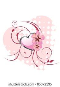 floral heart - vector
