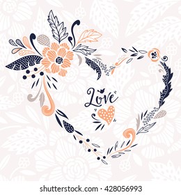 Floral heart. Vector illustration