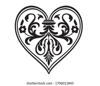 Floral Heart Vector illustration Baroque Victorian texture. Valentine Day background. Ornate design element for invitations, greeting cards and weddings