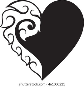 floral heart vector illustration / Laos style design