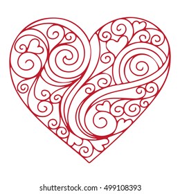 Floral heart vector illustration - Symbol of love and romance 