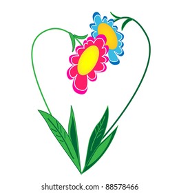 floral heart vector illustration.isolated object