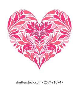 Floral heart in victorian style on white background.