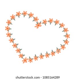 Floral heart wreath frame vector illustration. Can be used for greeting cards.