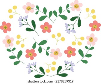 Floral Heart Wreath Vector  Romantic