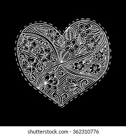 Floral heart.Doodle Heart. Vector illustration.