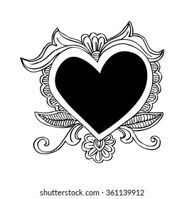  Floral Heart.Hand drawing illustration.