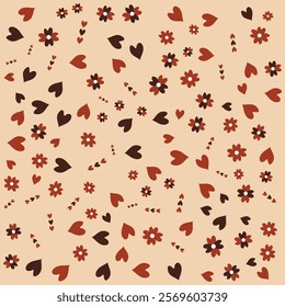 Floral Hearts seamless vector pattern