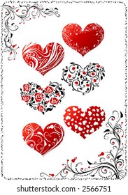 Floral hearts, vector illustration