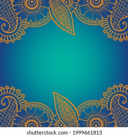 Floral Henna Design On A Blue Background 