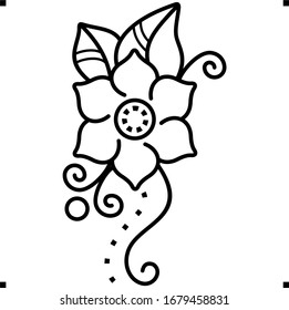 Floral Henna Tattoo Logo In Outlines