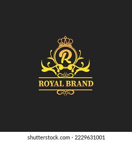 Floral Heraldic Luxury circle Logo template in vector for Restaurant, Royalty, Boutique, Cafe, Hotel, Jewelry, Fashion and other vector illustration Pro Vector