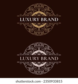 Floral Heraldic Luxury circle Logo template. - Vector.