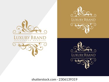 Floral Heraldic or ornamental Luxury flourish Logo template .Good for Restaurant, Royalty, Boutique, Hotel, Jewelry, Fashion ..original vector illustration.