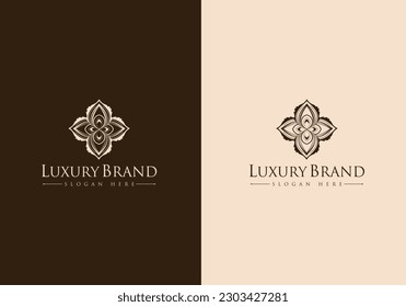 Floral Heraldic or ornamental Luxury  Logo template .. Good for Restaurant, Royalty, Boutique, Hotel, Jewelry, Fashion ..original vector illustration.