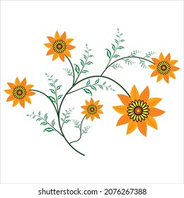 Floral and Herb Elements Decorative Background, Beautiful floral collection with flowers ,leaves, branches ,fern leaves, feathers, Vector Oriental motif of flowers