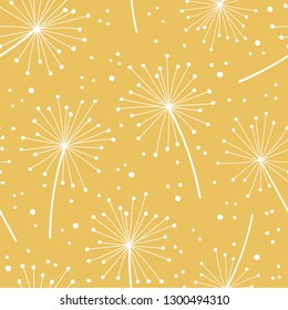 Floral herball seamless pattern over yellow. Vector illustration