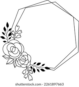 Floral Hexagon Frame SVG, Circle Frames SVG svg