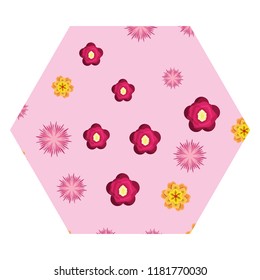 Floral hexagon shape frame