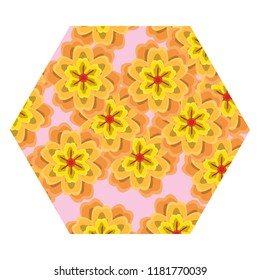 Floral hexagon shape frame