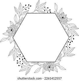 Floral Hexagon SVG, Floral Hexagon Circle SVG svg