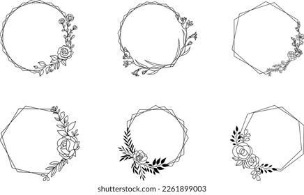 Floral hexagon SVG. Wedding sign SVG. Hexagon monogram SVG. Hexagon wreath SVG svg