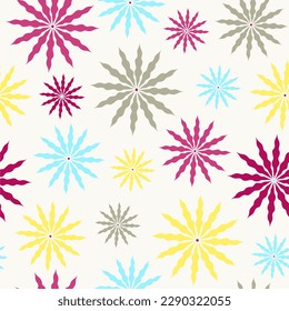 Floral Hippie Summer Groovy Flower Power Flower Child vector seamless pattern.