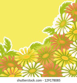 Floral holiday background, pattern with chamomile flowers. Vector