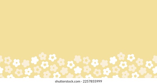 Floral horizontal border, decorated with flowers, in pastel yellow Colors