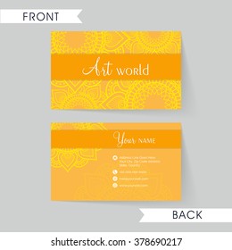 Floral, Horizontal Business Card, Name Card or Visiting Card set with front and back presentation.