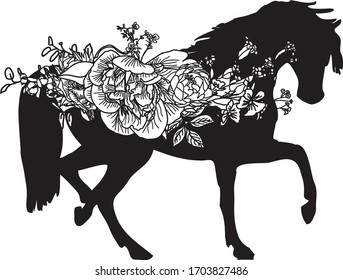 Floral Horse, Farm Animal file perfect for card invitations, calendars, wall art, clothes, baby clothes, birthdays, nursery, baby shower, children, party, clothes, printing, scrap booking.