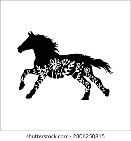 Floral Horse svg, Horse, Rustic svg, Farmhouse svg, summer, Animal Silhouette, flower, shirt svg, Cut File Cricut, Silhouette svg