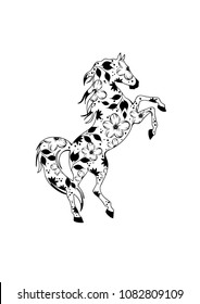 Floral horse vector design