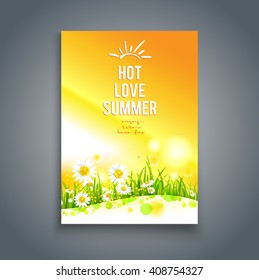 Floral hot summer card. Nature template for design banner,ticket, leaflet, card, poster and so on.